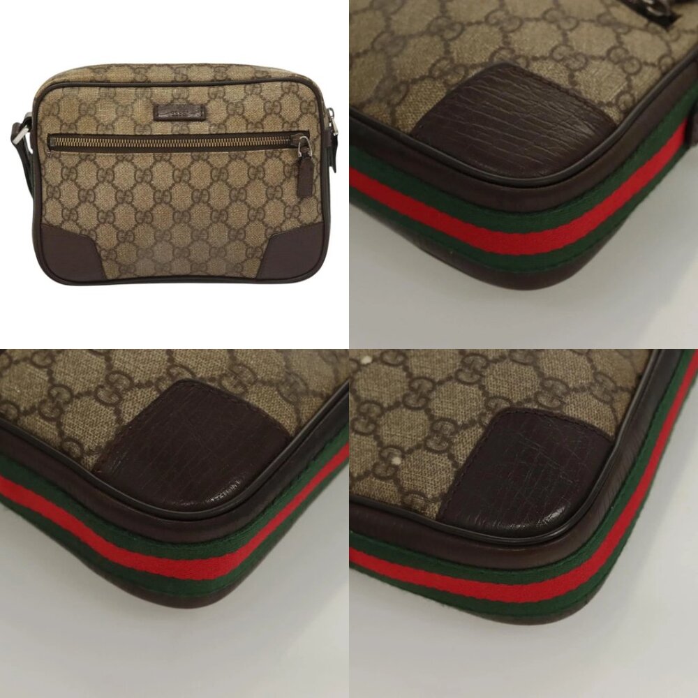GUCCI GG Supreme Web Sherry Line Clutch Bag PVC Beige Silver 152599 Auth hk2854 - Picture 14 of 14